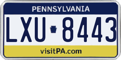 PA license plate LXU8443