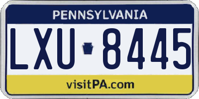 PA license plate LXU8445