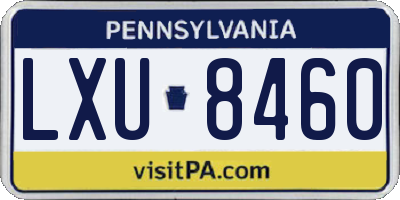 PA license plate LXU8460