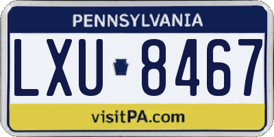 PA license plate LXU8467
