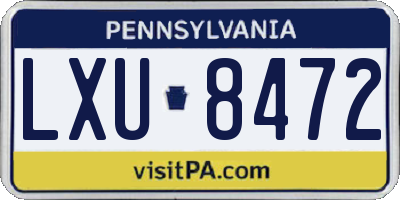 PA license plate LXU8472