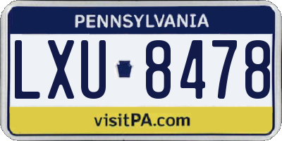 PA license plate LXU8478