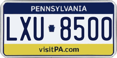 PA license plate LXU8500