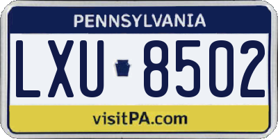 PA license plate LXU8502