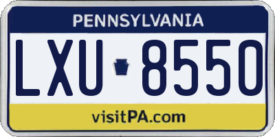PA license plate LXU8550