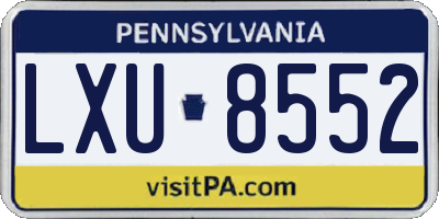 PA license plate LXU8552