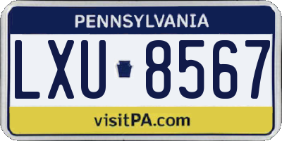 PA license plate LXU8567