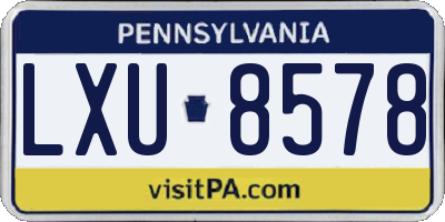 PA license plate LXU8578