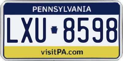 PA license plate LXU8598