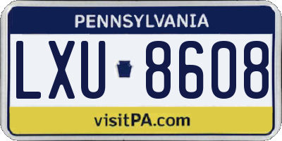 PA license plate LXU8608