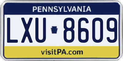 PA license plate LXU8609