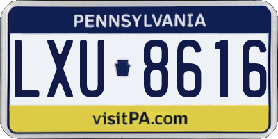 PA license plate LXU8616