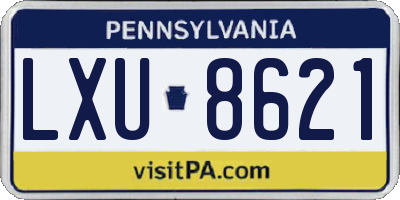 PA license plate LXU8621