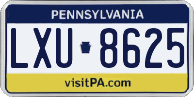 PA license plate LXU8625