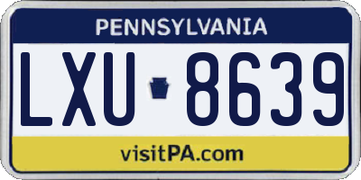 PA license plate LXU8639