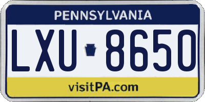 PA license plate LXU8650