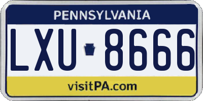 PA license plate LXU8666