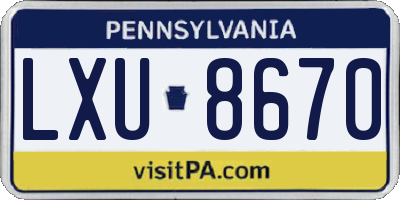 PA license plate LXU8670