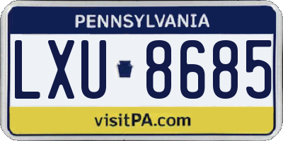 PA license plate LXU8685