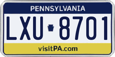 PA license plate LXU8701