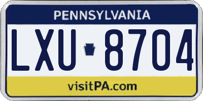 PA license plate LXU8704