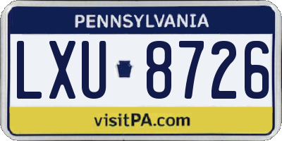 PA license plate LXU8726
