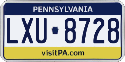 PA license plate LXU8728