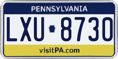 PA license plate LXU8730