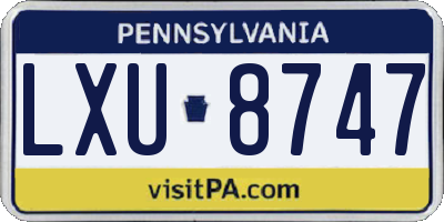 PA license plate LXU8747