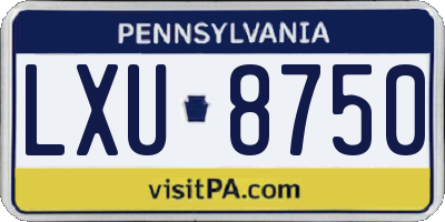 PA license plate LXU8750