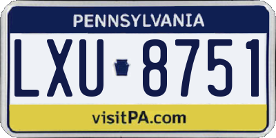 PA license plate LXU8751