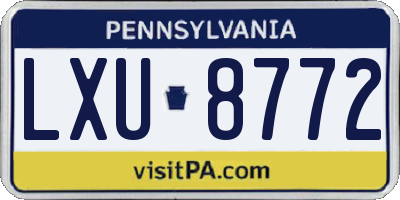 PA license plate LXU8772