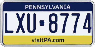PA license plate LXU8774
