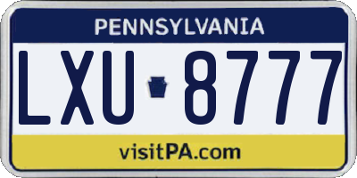 PA license plate LXU8777
