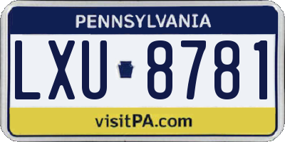 PA license plate LXU8781