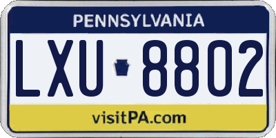 PA license plate LXU8802