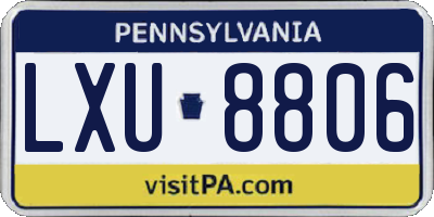 PA license plate LXU8806
