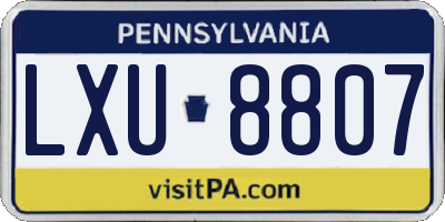 PA license plate LXU8807