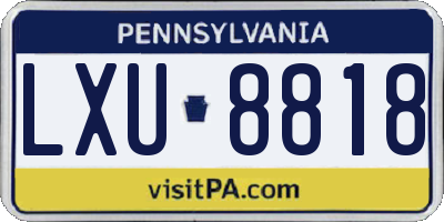PA license plate LXU8818