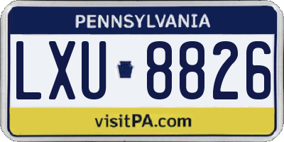 PA license plate LXU8826