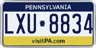 PA license plate LXU8834