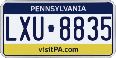 PA license plate LXU8835