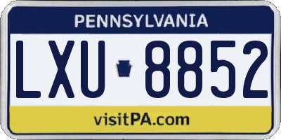 PA license plate LXU8852