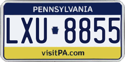 PA license plate LXU8855