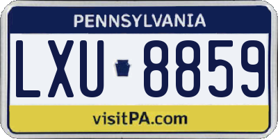 PA license plate LXU8859