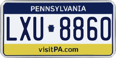 PA license plate LXU8860