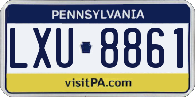 PA license plate LXU8861