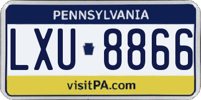 PA license plate LXU8866