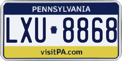 PA license plate LXU8868