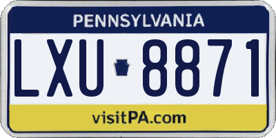 PA license plate LXU8871